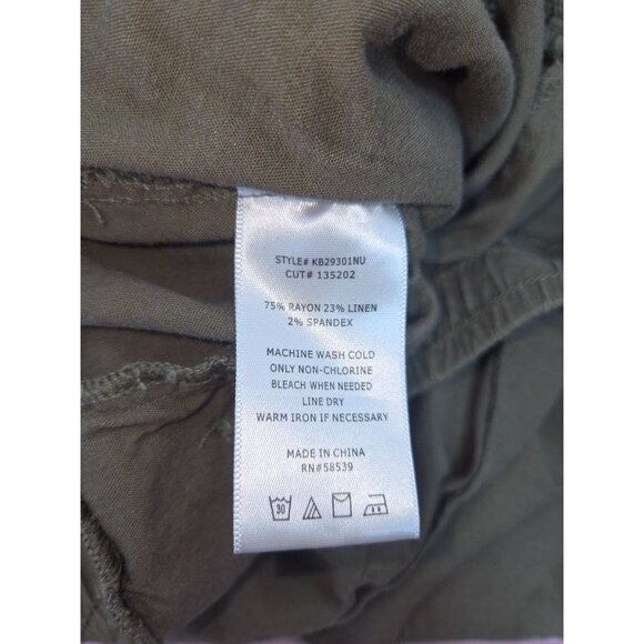 Kut From The Kloth Linen Blend Lounge Capris Size Small Olive Green Relaxed Fit - Picture 5 of 7